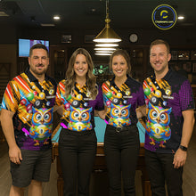 Load image into Gallery viewer, Custom Funny Colorful Owl 9 Ball Pool Billiard Shirt for Women Billiard Team Jersey Polo &amp; 1/4 Zip NNT156