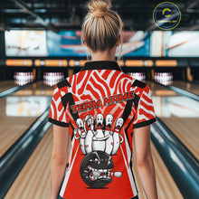 Load image into Gallery viewer, Custom Red Funny Bowling Jersey for Women Bowling Team Shirts Bowling League Polo &amp; 1/4 Zip HNT155