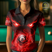 Load image into Gallery viewer, Custom Red Fire Demon Eyes 8 Ball Billiard Shirt for Women Billiard Team Jersey Billiard Outfit NNT196
