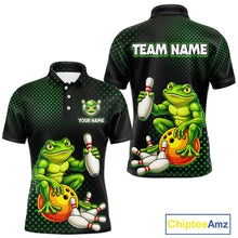 Load image into Gallery viewer, Custom Funny Frog Bowling Jersey for Men Bowling Team Shirts Bowling League Polo &amp; 1/4 Zip HNT246