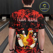 Load image into Gallery viewer, Custom Red Funny Chicken Bowling Jersey for Men Bowling Uniform Bowling Team Shirts HNT282