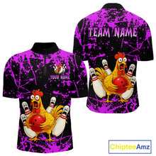Load image into Gallery viewer, Custom Purple Funny Chicken Bowling Jersey for Men Bowling Uniform Bowling Team Shirts HNT282