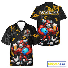 Load image into Gallery viewer, Custom Yellow Beer Bull Hawaiian Bowling Jersey Bowling Team Shirts Bowling Uniform HNT329
