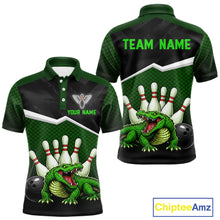 Load image into Gallery viewer, Custom Funny Crocodile Bowling Shirt Alligator Bowling Jersey for Men Polo &amp; 1/4 Zip HNT207