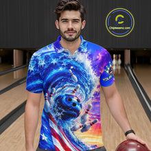 Load image into Gallery viewer, Custom American Wave Patriotic Bowling Jersey for Men Unisex Bowling Team Shirts Polo &amp; 1/4 Zip HNT343