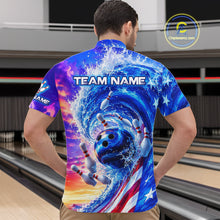 Load image into Gallery viewer, Custom American Wave Patriotic Bowling Jersey for Men Unisex Bowling Team Shirts Polo &amp; 1/4 Zip HNT343