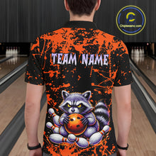 Load image into Gallery viewer, Custom Orange Raccoon Bowling Jersey for Men Bowling Uniform Polo &amp; 1/4 Zip Bowling Team Shirts HNT224