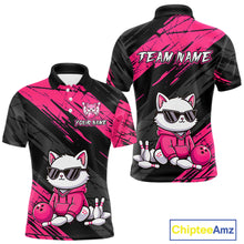 Load image into Gallery viewer, Custom Funny Pink Cat Bowling Jersey for Men Bowling Team Shirts Bowling Polo &amp; 1/4 Zip HNT257