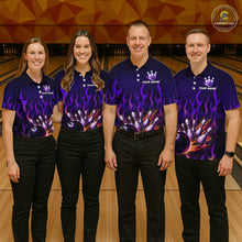 Load image into Gallery viewer, Purple Flaming Bowling Jersey for Women Custom Bowling League Bowling Team Shirts HN293
