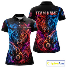 Load image into Gallery viewer, Polo shirt with tiger design and customizable text on a white background