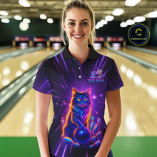 Load image into Gallery viewer, Custom Neon Cat Bowling Jersey for Women Bowling Team Shirts Bowling League Polo &amp; 1/4 Zip HNT153