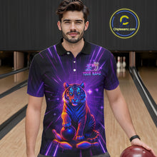 Load image into Gallery viewer, Custom Neon Tiger Bowling Jersey for Men Bowling Team Shirts Bowling League Polo &amp; 1/4 Zip HNT154