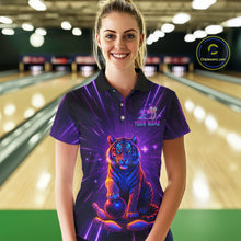 Load image into Gallery viewer, Custom Neon Tiger Bowling Jersey for Women Bowling Team Shirts Bowling League Polo &amp; 1/4 Zip HNT154