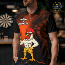 Load image into Gallery viewer, Custom Orange Funny Chicken Darts Shirt for Men Darts Team Jerseys Polo &amp; 1/4 Zip Dart League NNT131
