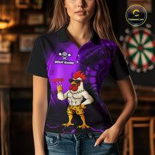Load image into Gallery viewer, Custom Purple Funny Chicken Darts Shirt for Women Darts Team Jerseys Polo &amp; 1/4 Zip Dart League NNT131
