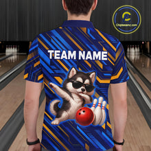 Load image into Gallery viewer, Custom Husky Dog Bowling Jersey for Men Bowling Uniform Polo &amp; 1/4 Zip Bowling Team Shirts HNT263