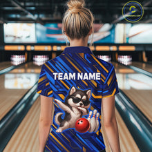 Load image into Gallery viewer, Custom Husky Dog Bowling Jersey for Women Bowling Uniform Polo &amp; 1/4 Zip Bowling Team Shirts HNT263