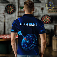 Load image into Gallery viewer, Custom Neon Blue Cyber Dartboard Darts Shirt for Men Darts Team Jerseys Polo &amp; 1/4 Zip NNT132