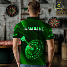 Load image into Gallery viewer, Custom Neon Green Cyber Dartboard Darts Shirt for Men Darts Team Jerseys Polo &amp; 1/4 Zip NNT132