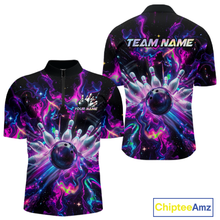 Load image into Gallery viewer, Custom Watercolor Pink Purple Bowling Jersey for Men Bowling Team Shirts Polo &amp; 1/4 Zip HNT268