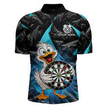 Load image into Gallery viewer, Custom Turquoise Duck Funny Dart Shirt Dart Team Jersey for Men Dartboard Polo &amp; 1/4Zip NNT167
