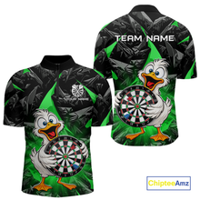 Load image into Gallery viewer, Custom Green Duck Funny Dart Shirt Dart Team Jersey for Men Dartboard Polo &amp; 1/4Zip NNT167