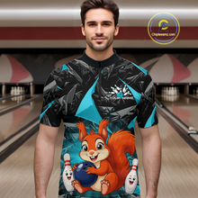 Load image into Gallery viewer, Funny Turquoise Squirrel Custom Bowling Jersey for Men Bowling Team Shirts Bowling League HNT302