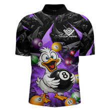 Load image into Gallery viewer, Custom Purple Funny Duck 8 Ball Pool Shirts Billiard Shirt for Men Billiard Team Jersey League NNT172