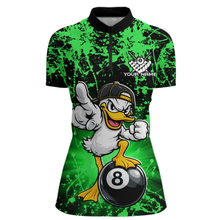 Load image into Gallery viewer, Custom Green Funny Duck Billiard Shirt for Women Billiard Team Jersey League 8 Ball Pool Shirts NNT171