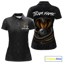 Load image into Gallery viewer, Custom Black Cobra Snake Bowling Jersey for Women Bowling Team Shirts Bowling League HNT309