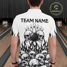 Load image into Gallery viewer, Custom Skull Flame Bowling Jersey for Men Bowling Team Shirts Bowling League Polo &amp; 1/4 Zip HNT305