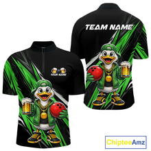Load image into Gallery viewer, Custom Green Beer Duck Bowling Shirt for Men Duck Funny Beer Bowling Team Jersey HNT276