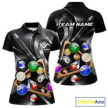 Load image into Gallery viewer, Custom Ball Pool Shirts Grey Billiard Shirt for Women Billiard Team Jersey Billiard League NNT180