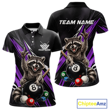 Load image into Gallery viewer, Custom Purple Funny Raccoon 8 Ball Billiard Shirt for Women Billiard Team Jersey Billiard League NNT191