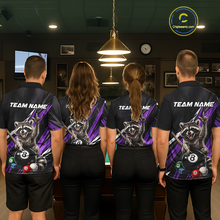 Load image into Gallery viewer, Custom Purple Funny Raccoon 8 Ball Billiard Shirt for Women Billiard Team Jersey Billiard League NNT191