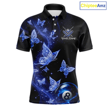 Load image into Gallery viewer, Custom Blue Butterfly Galaxy 8 Ball Billiard Shirt for Men Billiard Team Jersey Billiard League NNT192