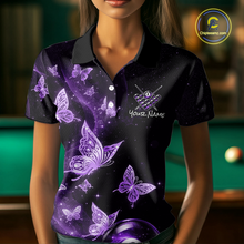 Load image into Gallery viewer, Custom Purple Butterfly Galaxy 8 Ball Billiard Shirt for Women Billiard Team Jersey Billiard League NNT192