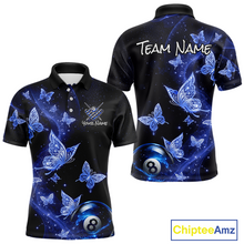 Load image into Gallery viewer, Custom Blue Butterfly Galaxy 8 Ball Billiard Shirt for Men Billiard Team Jersey Billiard League NNT192