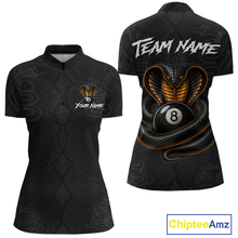Load image into Gallery viewer, Custom Black Cobra Snake 8 Ball Billiard Shirt for Women Billiard Team Jersey Billiard League NNT188