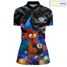 Load image into Gallery viewer, Custom Blue Funny Chicken 8 Ball &amp; 9 Ball Billiard Shirt for Women Billiard Team Jerseys NNT190