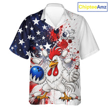 Load image into Gallery viewer, Custom US Flag Angry Chicken Hawaiian Bowling Jersey Bowling Team Shirts Bowling Uniform HNT330