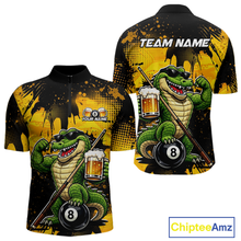 Load image into Gallery viewer, Custom Beer Alligator 8 Ball Pool Shirts Billiard Shirt for Men Billiard Team Jersey Billiard League NNT182