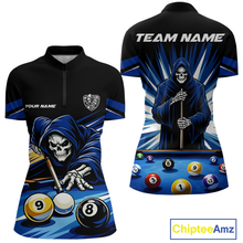 Load image into Gallery viewer, Custom Grim Reaper 8 Ball and 9 Ball Billiard Shirts for Women Billiard League Billiard Team Shirts NNT105