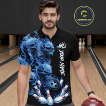 Load image into Gallery viewer, Custom Flame Skull Bowling Jerseys for Men Bowling League Polo &amp; 1/4 Zip Bowling Team Shirts HNT203