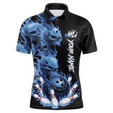 Load image into Gallery viewer, Custom Flame Skull Bowling Jerseys for Men Bowling League Polo &amp; 1/4 Zip Bowling Team Shirts HNT203