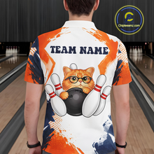Load image into Gallery viewer, Custom Funny Cat Bowling Jersey for Men Bowling Team Shirts Bowling League Polo &amp; 1/4 Zip HNT186