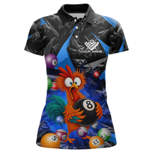 Load image into Gallery viewer, Custom Funny Blue Chicken 8 Ball Pool Billiard Shirt for Women Polo &amp; 1/4 Zip, Billiard Team Jerseys NNT148