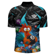 Load image into Gallery viewer, Custom Funny Turquoise Chicken 8 Ball Pool Billiard Shirt for Men Polo &amp; 1/4 Zip, Billiard Team Jerseys NNT148
