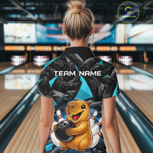 Load image into Gallery viewer, Custom Turquoise Capybara Bowling Jersey for Women Bowling Team Shirts Bowling Polo &amp; 1/4 Zip HNT255