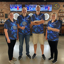 Load image into Gallery viewer, Custom Blue Lightning Thunder Skull Dart Shirts For Men Darts Team Jerseys Polo &amp; 1/4 Zip NNT135